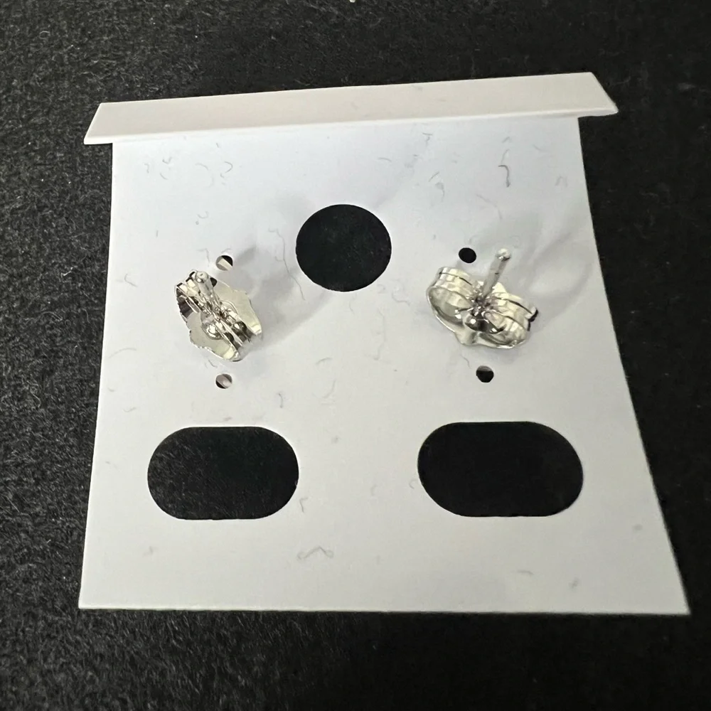 Micro Paved Silver Letter H Stud Earrings New - Picture 3 of 7